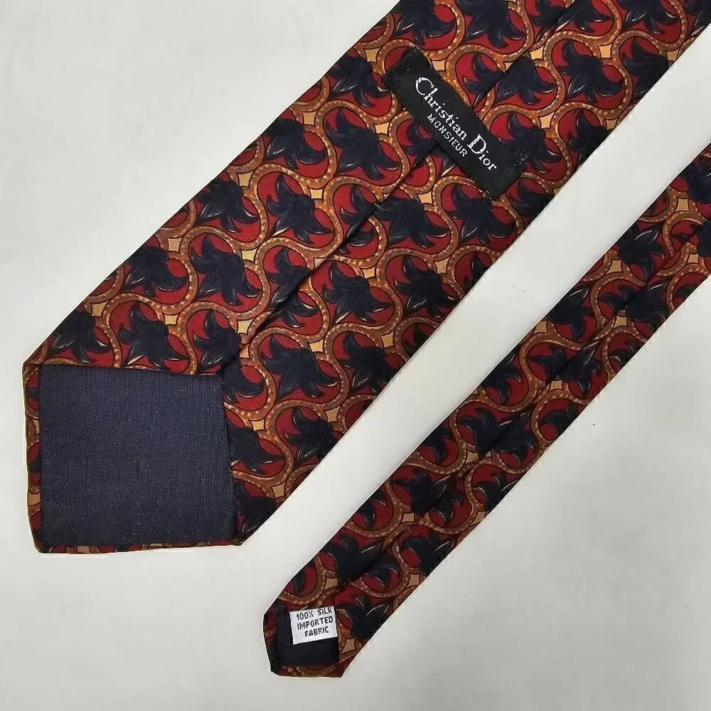 CHRISTIAN DIOR MONSIEUR SILK TIE VINTAGE BLUE RED FLORAL PATTERN 3.75